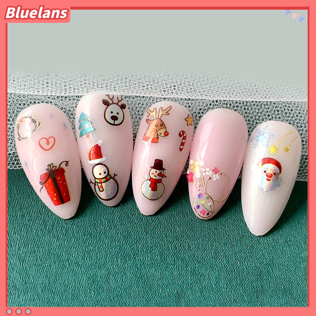 [BLM] Stiker Kuku Pola Indah Perekat Diri Yang Dapat Dilepas Daya Lengket Kuat Mudah Diterapkan Dekoratif Menarik Kartun Xmas Bertema Stiker Kuku Manicure Decal Nail Supplies