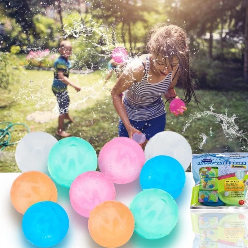 Reusable Gradient Color Quick Fill Water Balloons/ Mainan Balon Bom Percikan Air Silikon Untuk Pesta Musim Panas Taman Kolam Outdoor