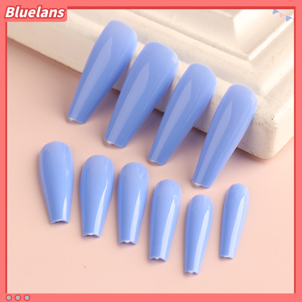 [BLM] 100pcs /Box Tip Kuku Warna T-Berbentuk Memanjang Mini Profesional Ballerina Kuku Palsu Berwarna Untuk Kecantikan