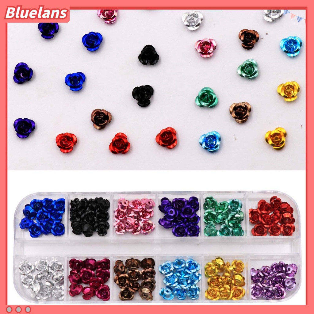 [BLM] 1kotak Flower Nail Art Anti Karat Anti Jatuh Novel 3D Stud Kuku Bunga Bahan Metal Untuk Kuku