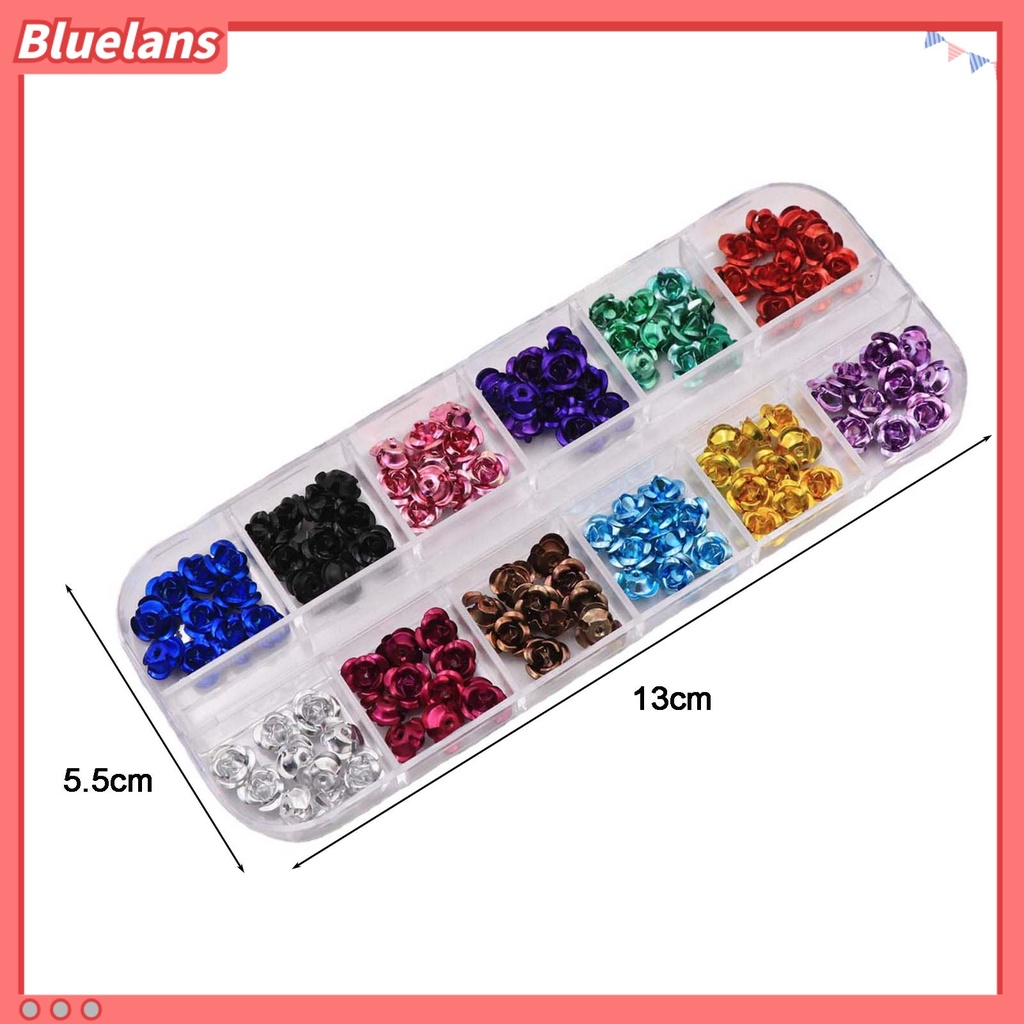 [BLM] 1kotak Flower Nail Art Anti Karat Anti Jatuh Novel 3D Stud Kuku Bunga Bahan Metal Untuk Kuku
