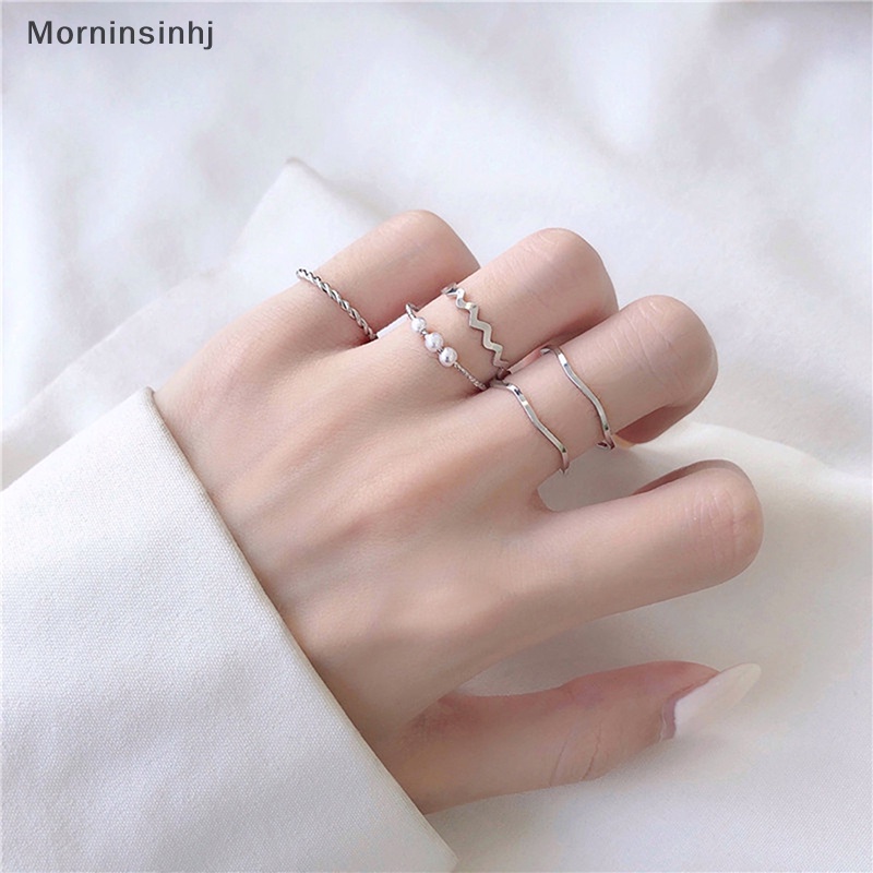 Mornin 5Pcs /Set Fashion Perhiasan Cincin Set Logam Berongga Putaran Pembukaan Wanita Jari Cincin Untuk Gadis Lady Pesta Hadiah Pernikahan id