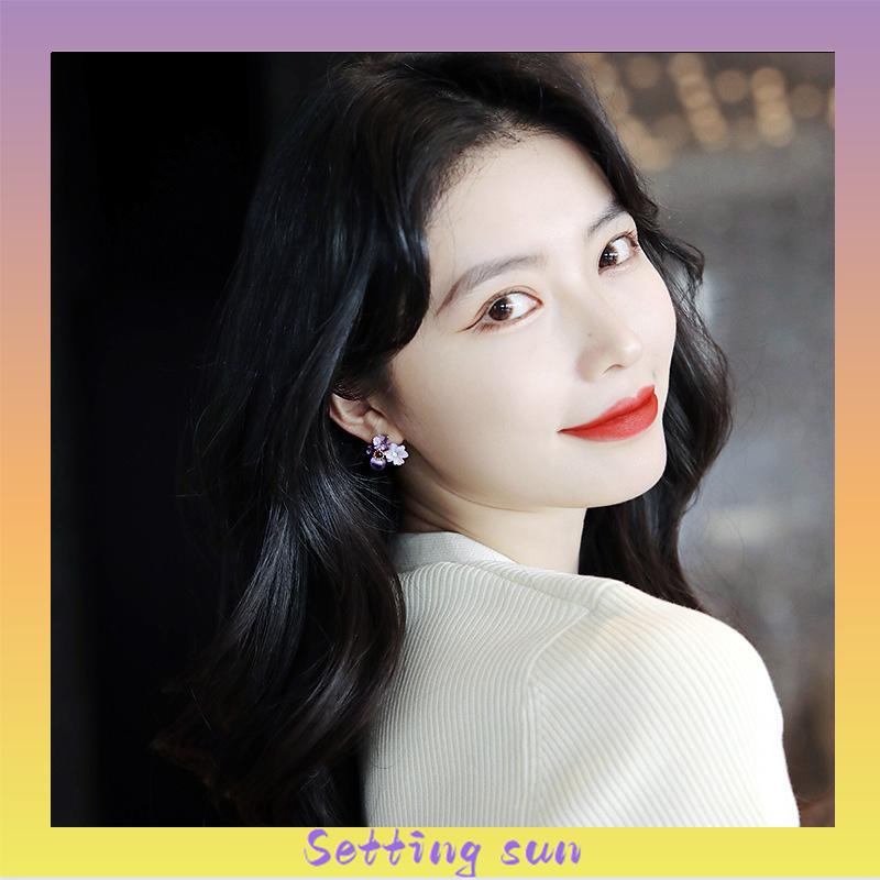 Anting Bunga Kristal vintage Anting Indera Kelas Atas Anting Temperamen Lembut Untuk Wanita TN