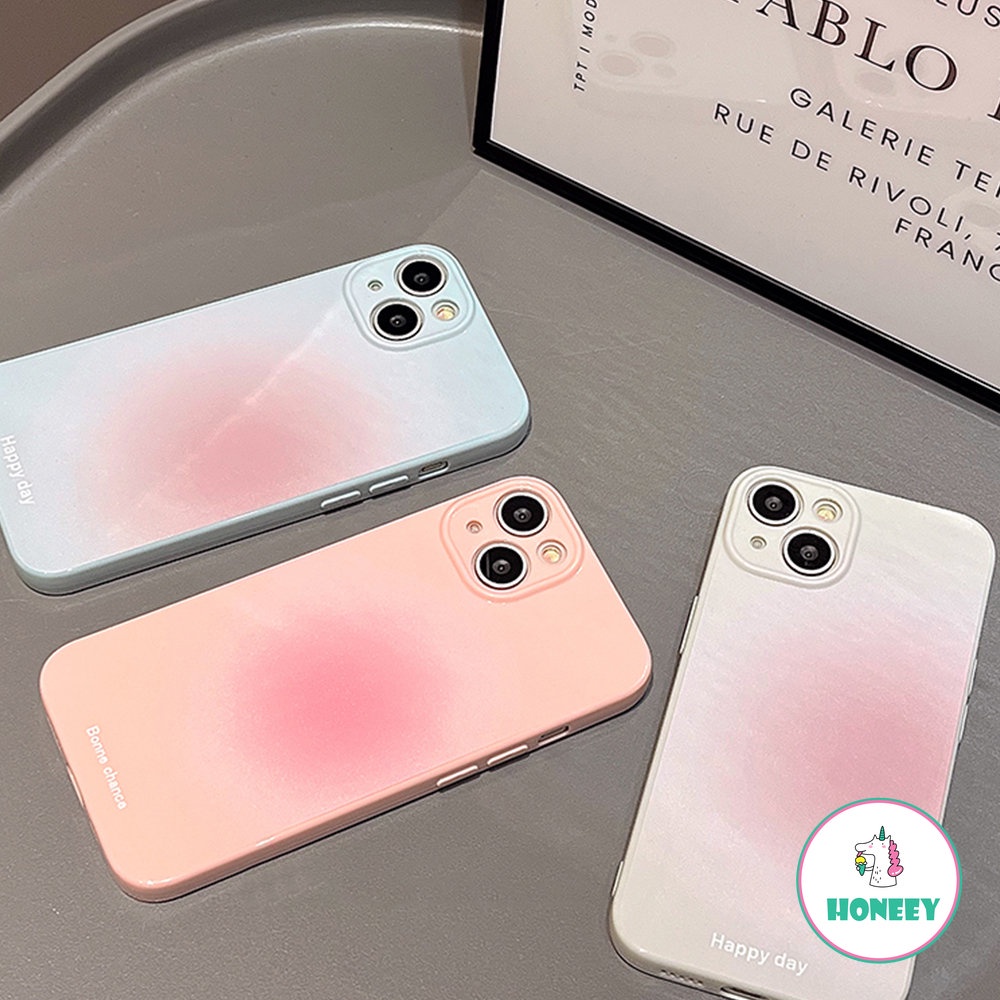 IPHONE Casing Ponsel Macaron Gradasi Untuk Iphone14 13 12 11 Pro Max Case TPU Soft Shell Halo Drop Resistant Fashion Pink Phone Cover