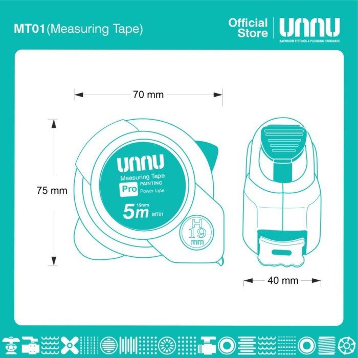 Meteran MT01 5M Merk Unnu