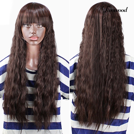 Twowood Fashion Wanita Lady Panjang Keriting Bergelombang Rambut Penuh Wig Cosplay Pesta Hair Extension