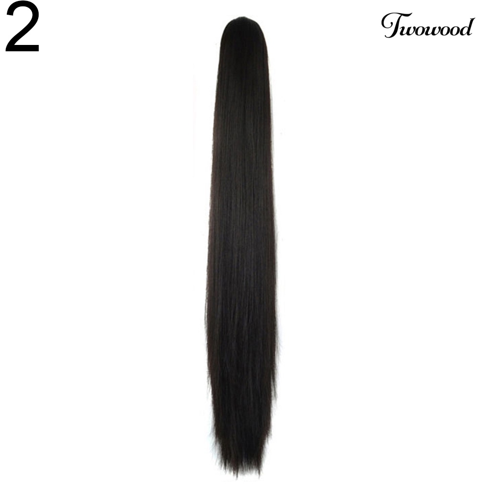 Twowood Fashion Wanita Panjang Lurus Alami Klip Ponytail Rambut Wig Ekstensi Sopak