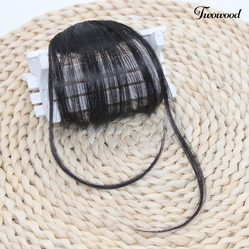 Twowood Wanita Rambut Palsu Klip Air Bangs Wig Full Tipis Rapi Pinggiran Ekstensi Sopak