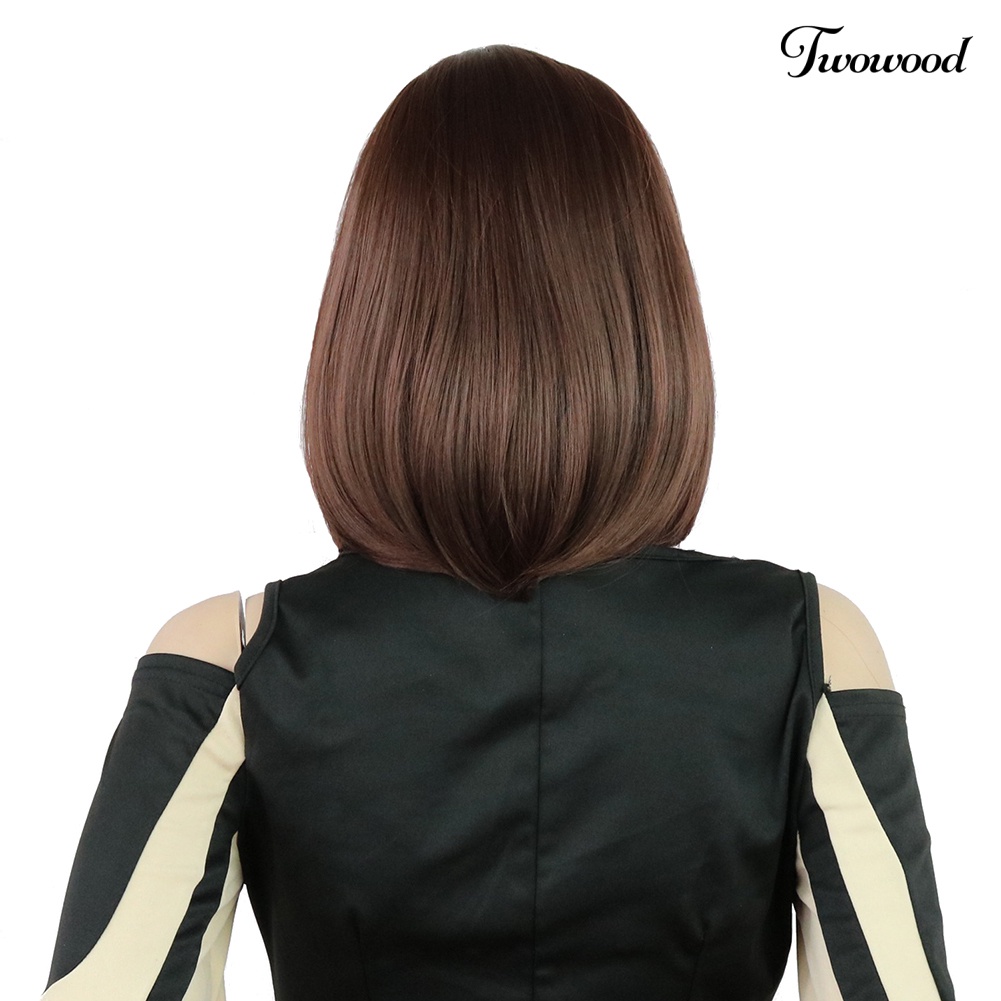 Twowood Wanita Fashion Pendek Lurus Rambut Suhu Tinggi Serat Pesta Wig Sopak