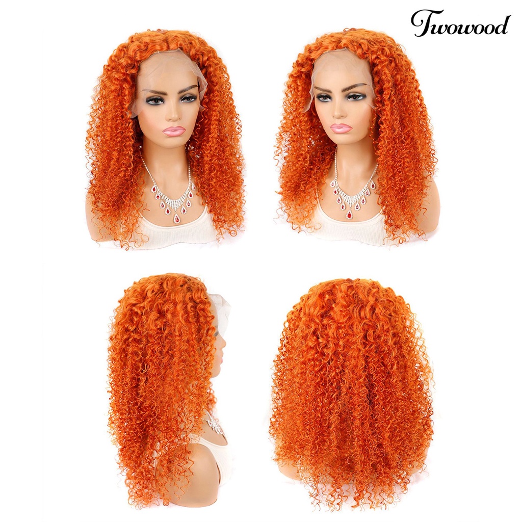 Twowood Curly Wig Berbulu Memperpanjang Rambut Suhu Tinggi Serat Density Frontal Wanita Wig Brasil Untuk Perempuan