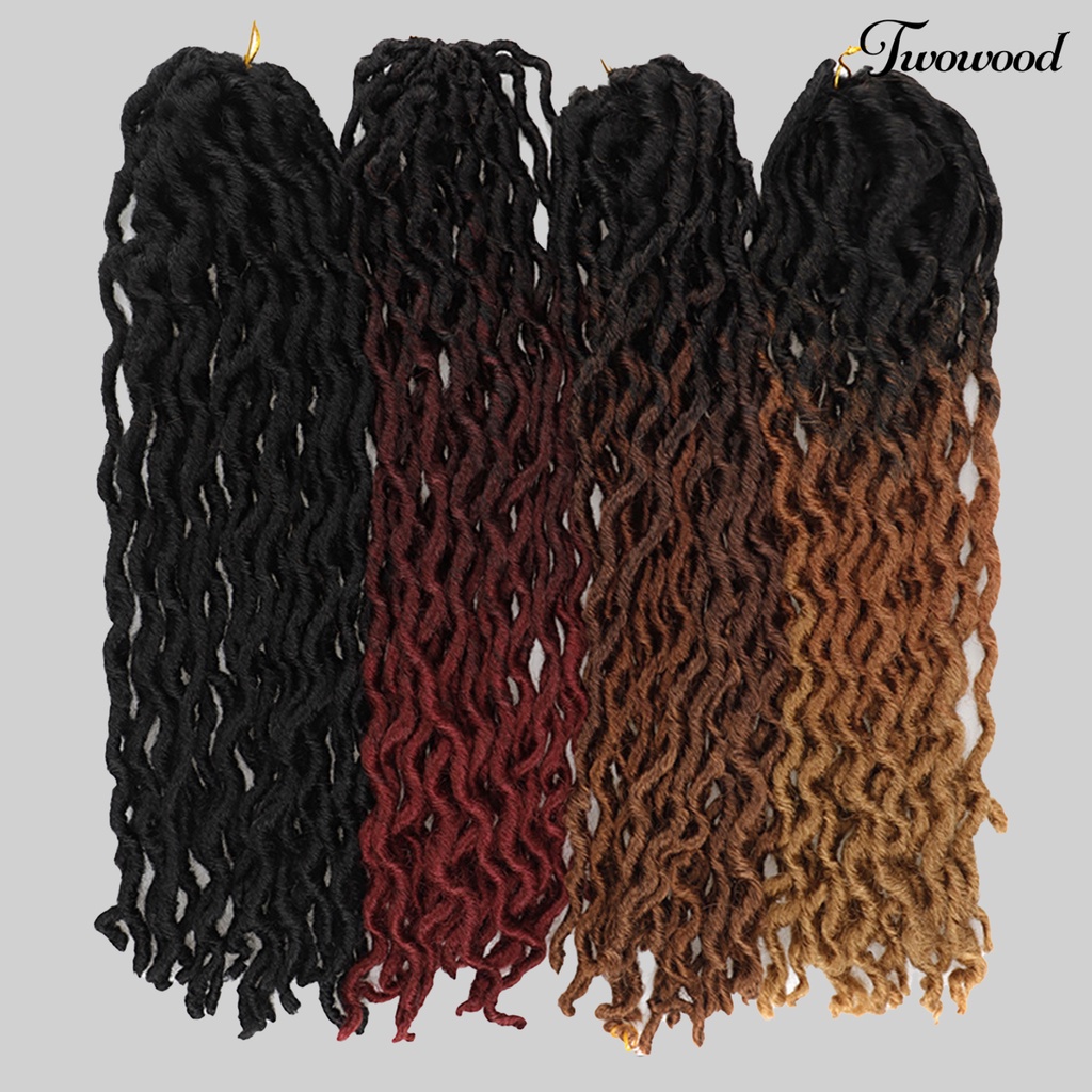 Twowood Braided Wig Curly Memperpanjang Rambut Tekstur Tebal Gimbal Hitam Wanita Faux Locs Crochet Wig Untuk Perempuan