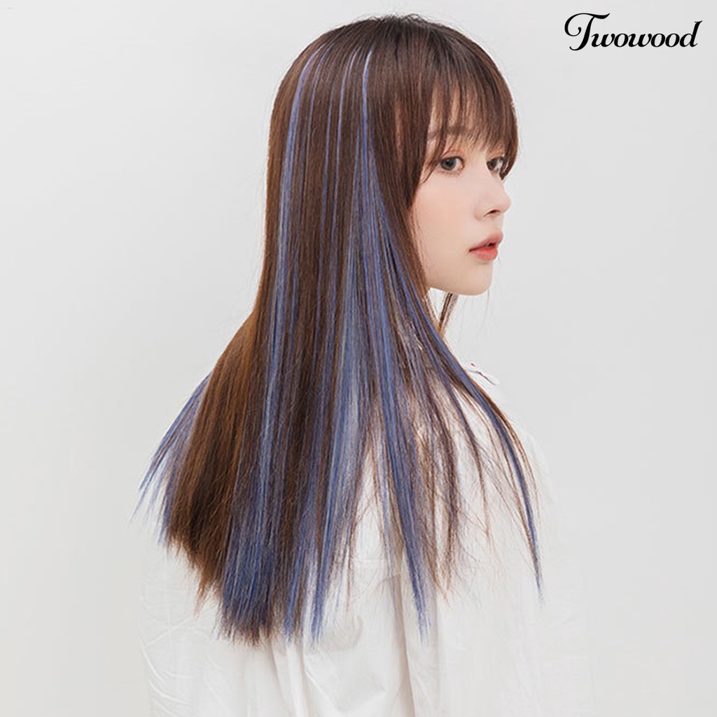 Twowood Extension Hair Mudah Dipakai Berbulu Multicolor Matte Trace-less Alat Makeup Buatan Manusia Serat Sorot Rambut Ekstensi Wig Untuk Wanita