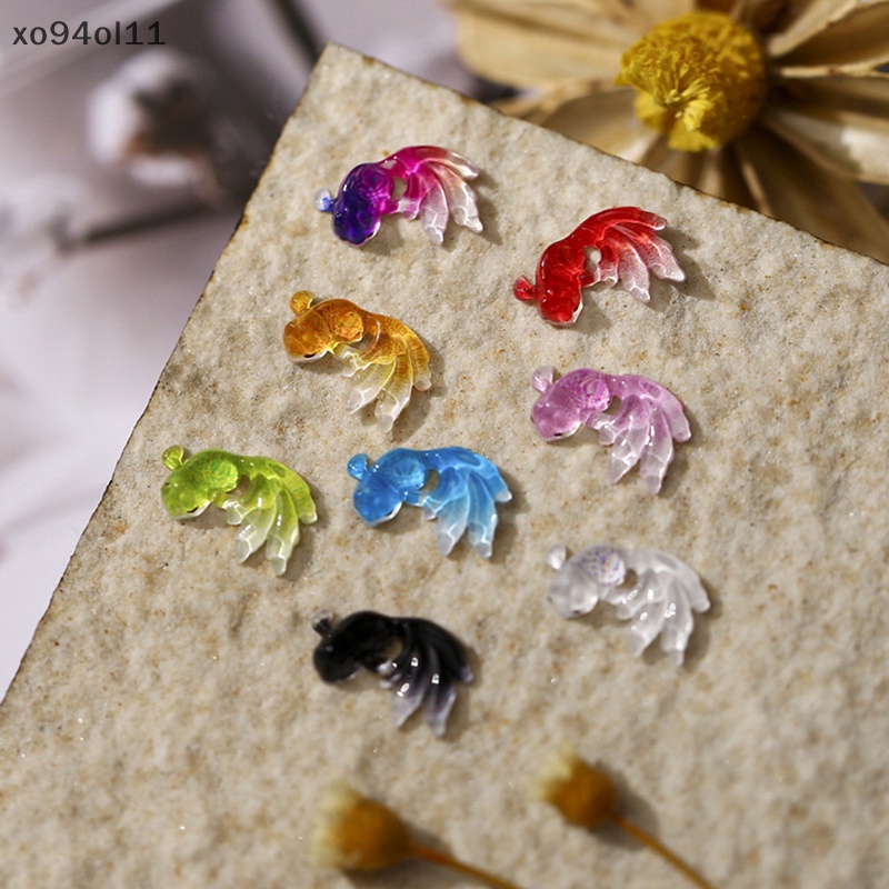 Xo 50Pcs 3D Kristal Gradiasi Resin Kuku Ch Shiny Ikan Mas Kawaii Manicure Parts OL