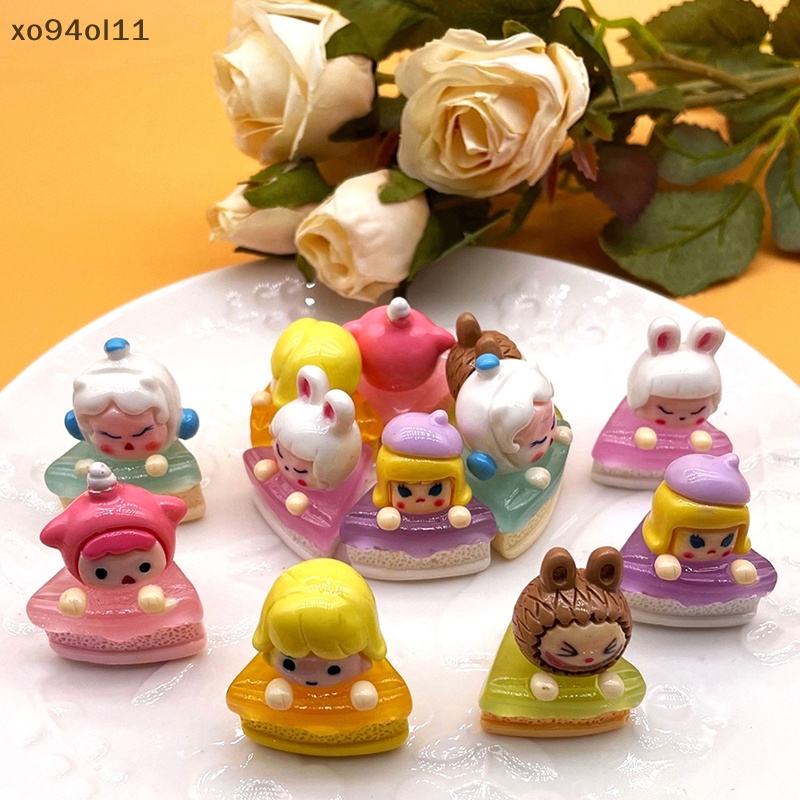 Xo 1Pc Bercahaya POP MART Ornamen Mini Kartun Irisan Kue Boneka Mikro Lanskap Dekorasi Rumah Boneka Miniatur Mainan OL