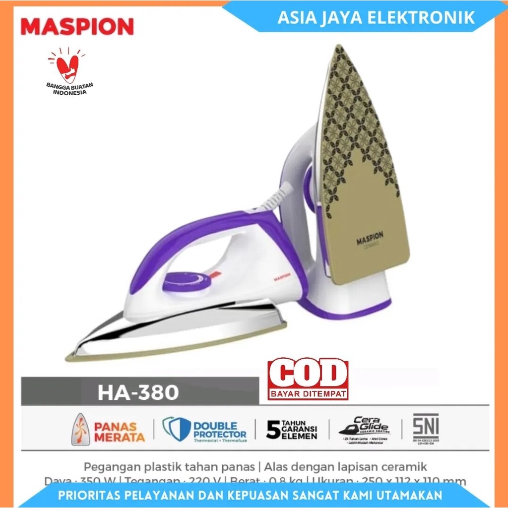 MASPION Setrika Listrik HA-380 Terbaru Batik Series Ceramic Anti Lengket