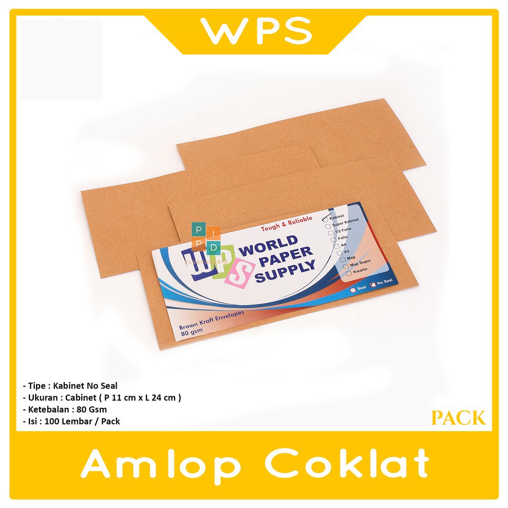 

WPS - Amplop Coklat Kabinet ( 11 x 24 cm ) No Seal - Pack