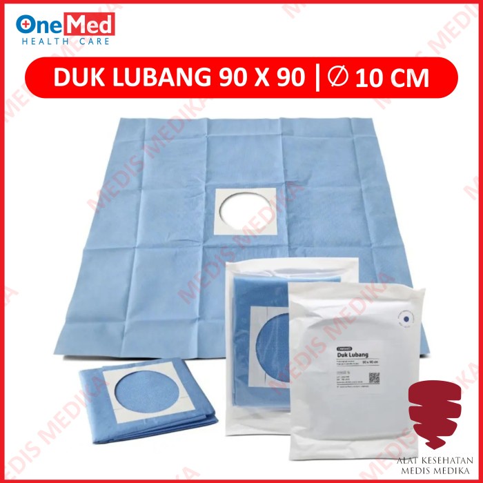 Duk Steril 90X90 D10 Onemed Lubang 10 10cm Peralatan P3K Disposable Kain Operasi Steril 90 x 90 cm 90x90cm