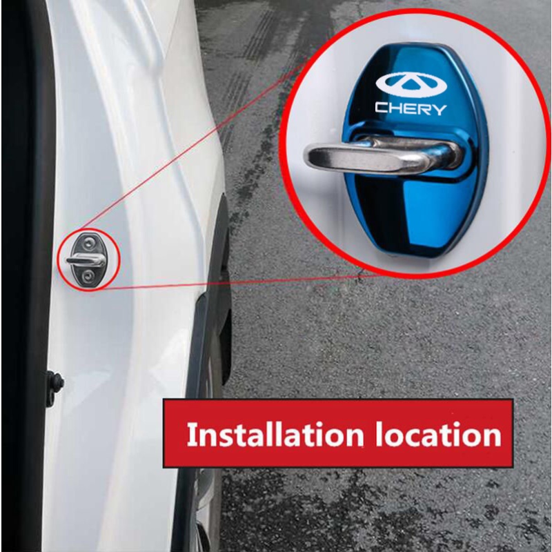 4pcs Logam Penutup Kunci Pintu Mobil Stiker Emblem Decal Untuk Chery Arrizo Tiggo 87 6 4 5x Pro Omoda 5 FX Fulwin Wajah QQ Aksesoris