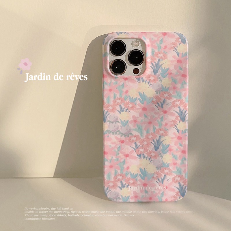 INS Flower Sea Hard Plastic Case HP iP iPhone 7 8 14 + Plus SE 2020 2022 X XR XS 11 12 13 Pro Max FTD Girl Woman Casing Apple