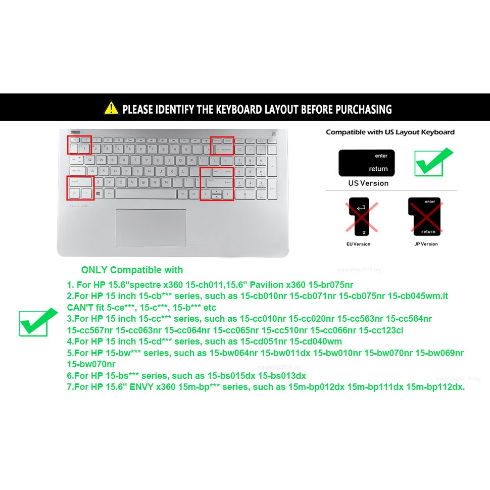 Sarung Keyboard Untuk 15.6&amp;quot; Hp Pavilion X360 15-BR075NR,Envy X360 15M-BP012DX 15M-BP011DX 15M-BQ021DX,Pavilion 15-CB010NR 15CB071NR