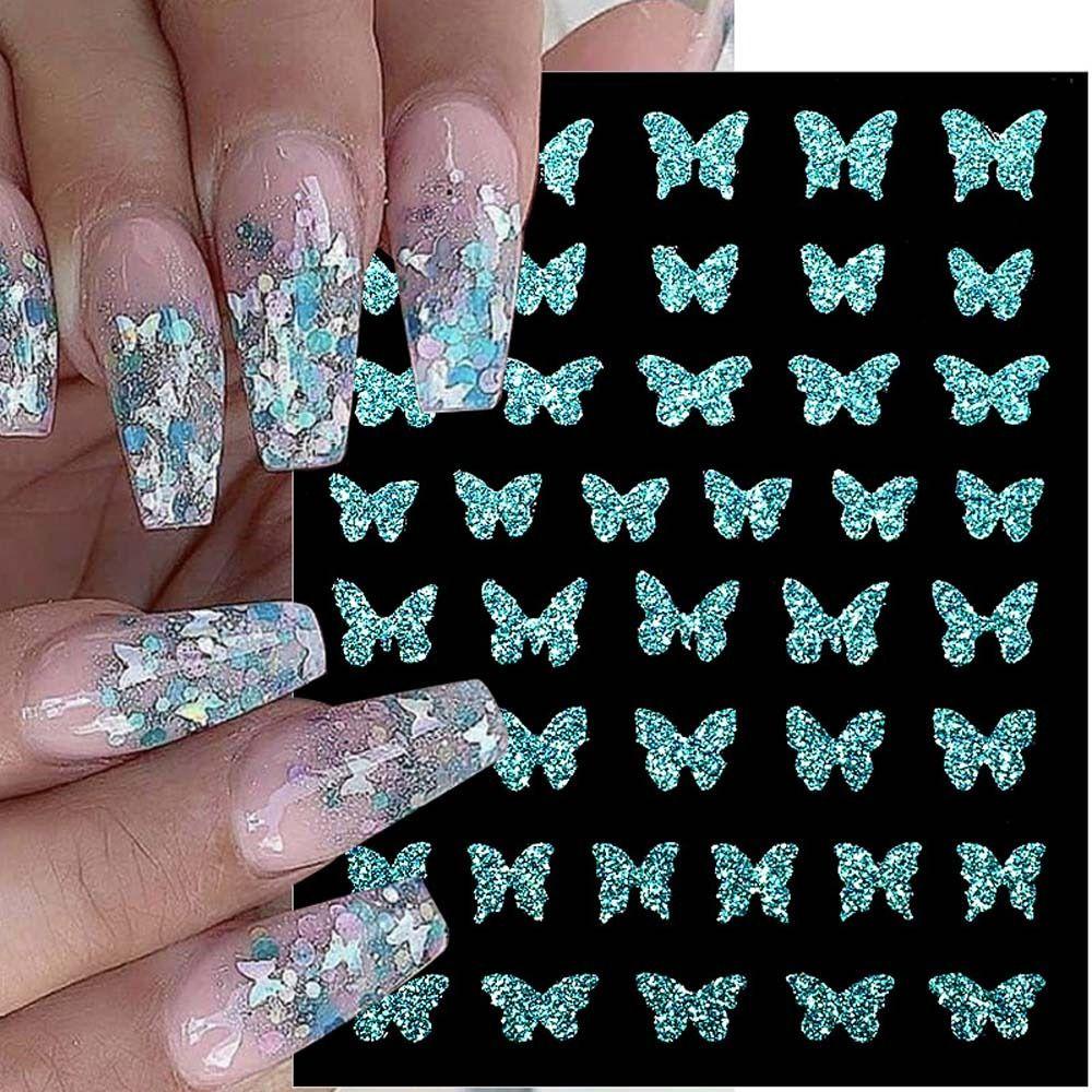 Mxbeauty Stiker Kuku Kupu-Kupu Fashion Aurora Manicure Aksesoris Self Adhesive Dekorasi Kuku