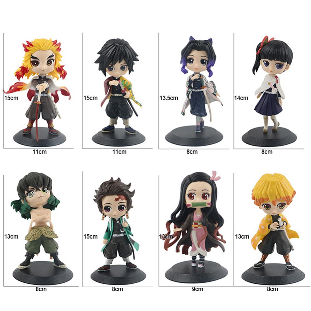Timekey Chibi Versi Anime Demon Slayer Action Figure Miniatur Patung Model Kimetsu No Yaiba Boneka Tanjirou Nezuko Kyoujurou Giyuu C6P1