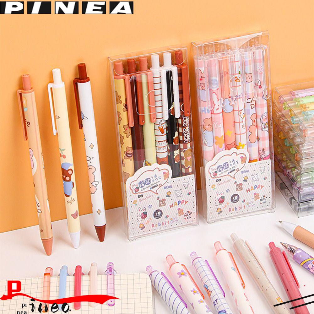 Nanas 6PCS /Set Pena Gel Alat Tulis Kartun Tinta Hitam Signature Pen