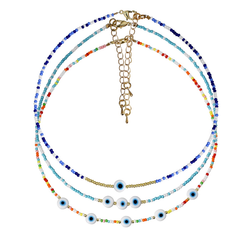 Niche Perhiasan Manik-Manik Kalung Mata Biru Superfine Xiaomi Beaded Necklace Rantai Klavikula Mata Setan