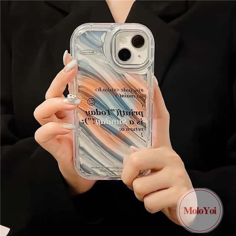 Case Smile Huruf Sederhana Kreatif Kompatibel Untuk IPhone 7Plus XR XS X Max11 14 12 13Pro Max 6 6S 7 8Plus SE 2020 Gradien Cinta Hati Kartu Laser 3D Stereo Korgasi Soft Cover