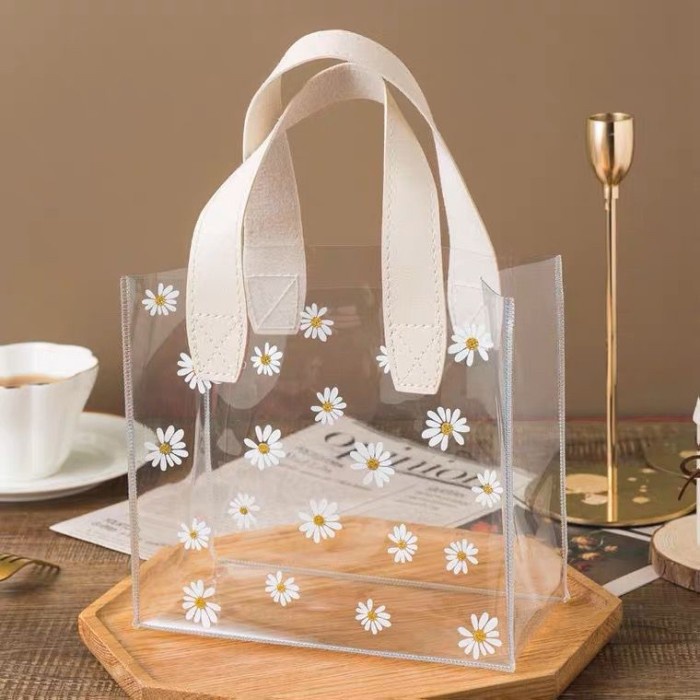 

Bongkar Gudang Tas hampers souvenir mika / pvc Bag / tas goodie Bag polos transparan - Flower, 25*15*28 cm
