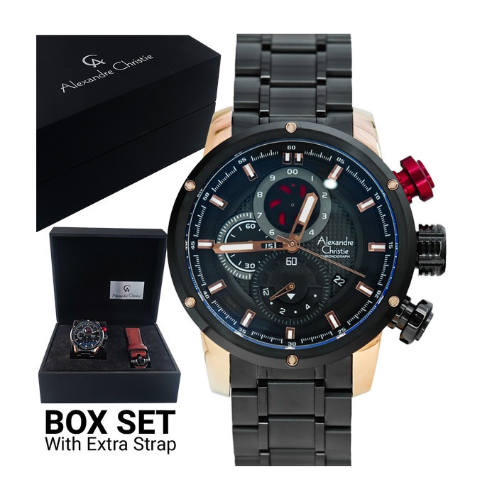 Alexandre Christie AC 6239 MC Pria bonus tali kulit original