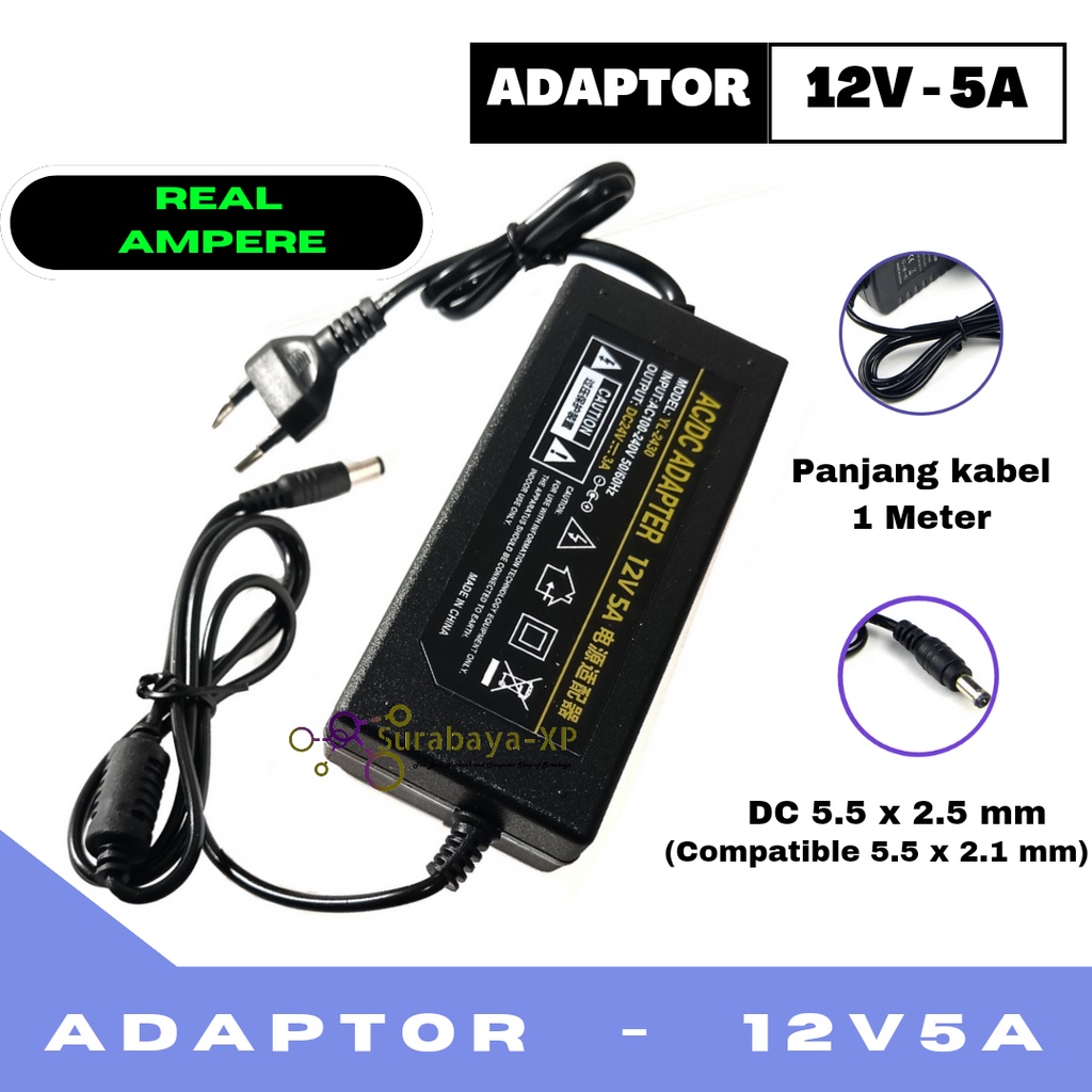 Adaptor 12V 5A / 12 Volt 5 Ampere