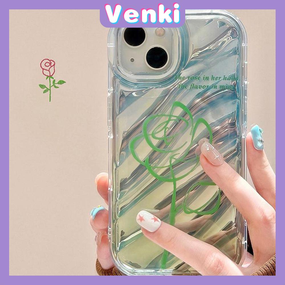 Venki - Untuk Iphone11 iPhone Case Laser Reflektif Bening Casing Ponsel TPU Lembut Shockproof Airbag Phone Case Simple Flower Kompatibel Dengan Iphone14 13 Pro Max 12 Pro Max XR 7 8Plus