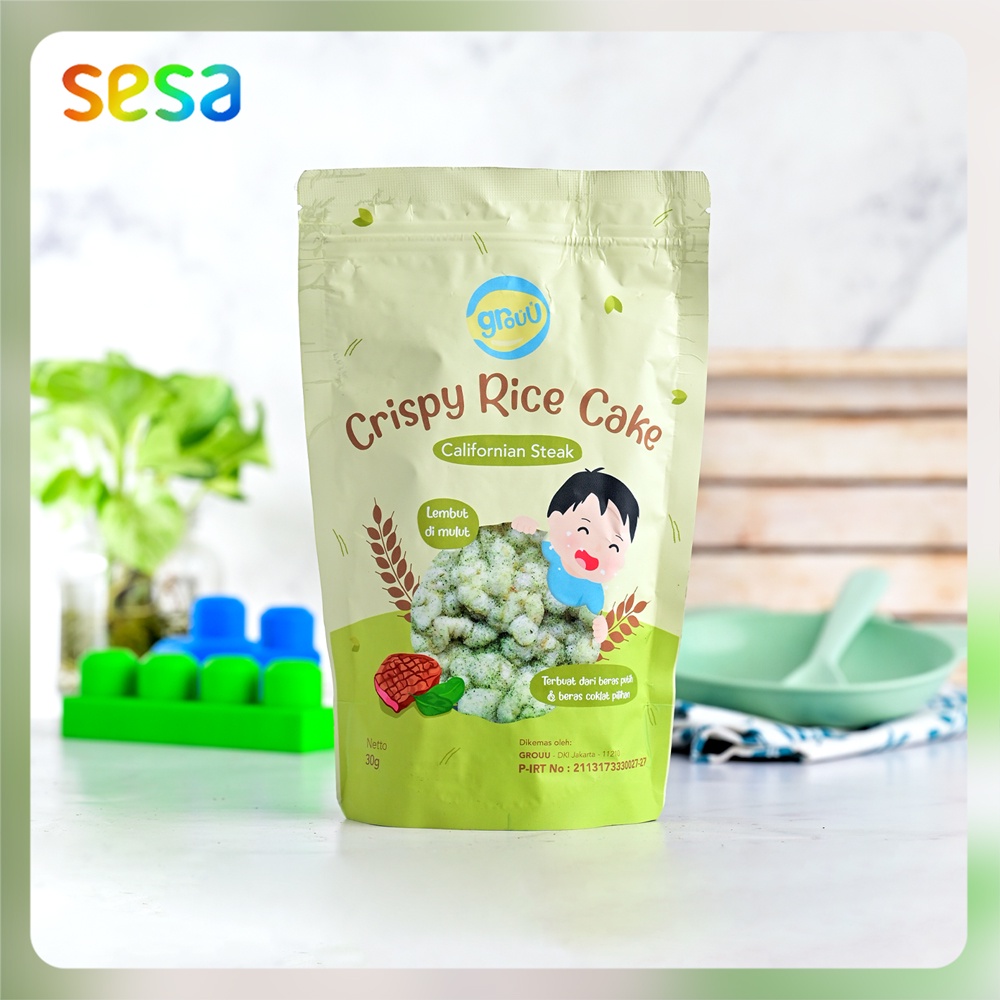 

Grouu - Crispy Rice Cake Californian Steak 30 g | Snack Anak