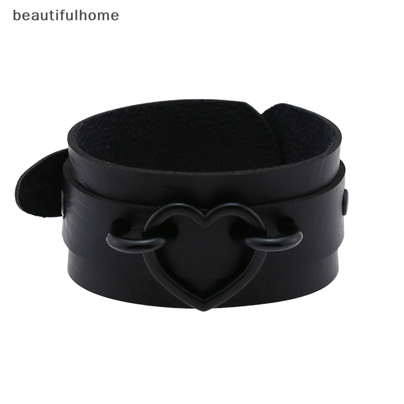 {beautifulhome} Gelang Hati Gelang Kulit Manset Gothic Punk Ban Lengan Unisex Cosplay Perhiasan.