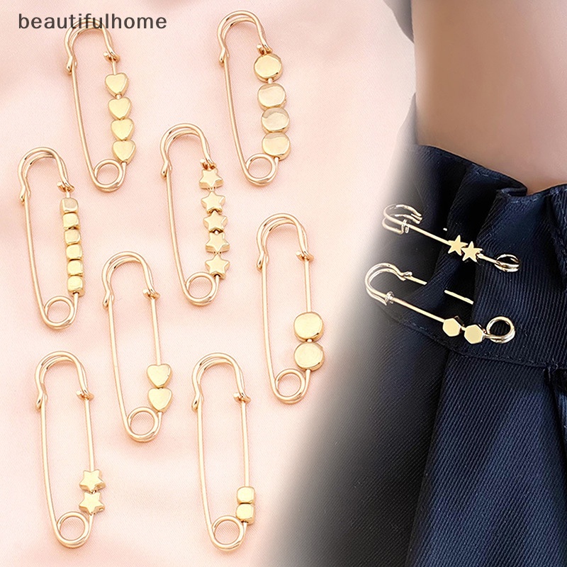 {beautifulhome} Pin Pinggang Rok Penyesuaian Adjustable Bros Emas Hati Bintang Tetap Pakaian Pinggang Celana Pinggang Mengubah Artefak Kecil.