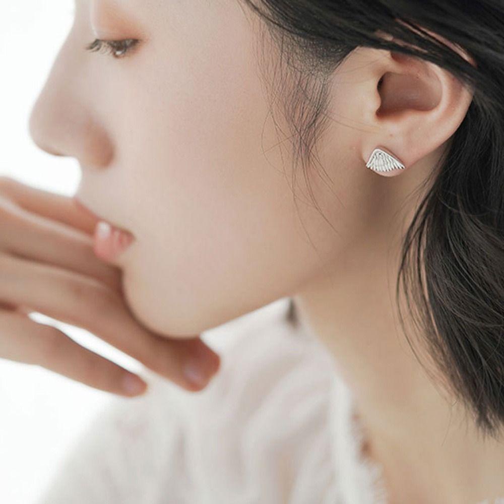 Mxbeauty Anting Malaikat Dan Setan Manis Retro Aksesoris Perhiasan Pasangan Temperamen Gaya Korea Anting Sayap Untuk Wanita