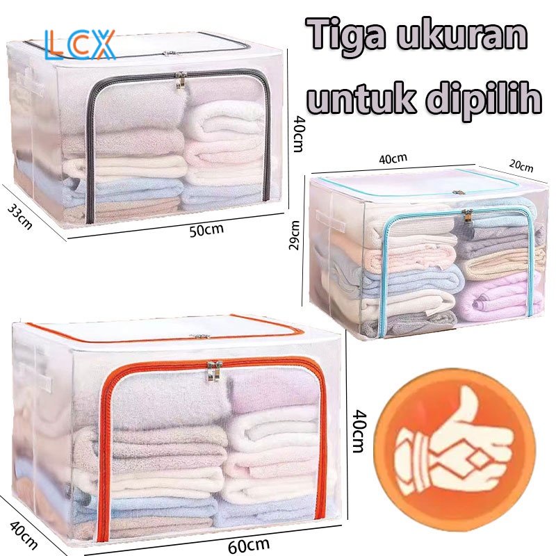 LCX Box Organizer Besar Kotak Penyimpanan Lipat Transparant / kotak penyimpanan pakaian serbaguna Lipat VS-140