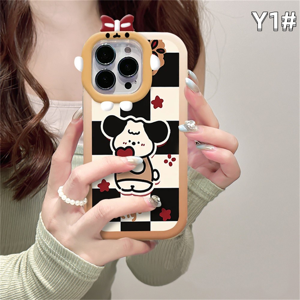 Case Redmi Note12 4G Poco C40 Note 12 Pro Note 11 Pro Note 11S 10C 10A 10 9 9C 9A 9T 9 Note10 5G 10s Note9 Note8 Poco X3 NFC M3 Kartun Lucu Checkerboard Puppy Phone Cover