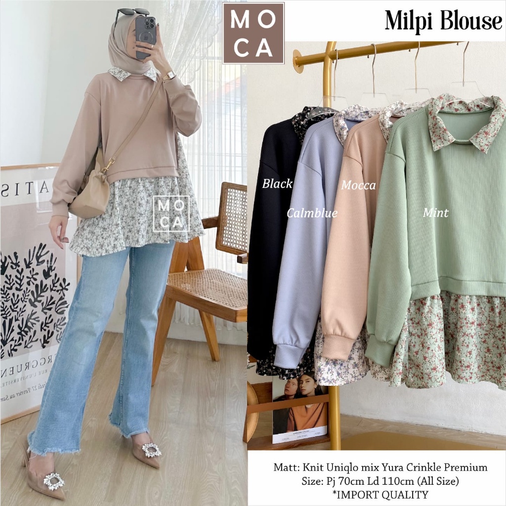 MILPI BLOUSE | ATASAN WANITA MOTIF CANTIK ORI MOCA