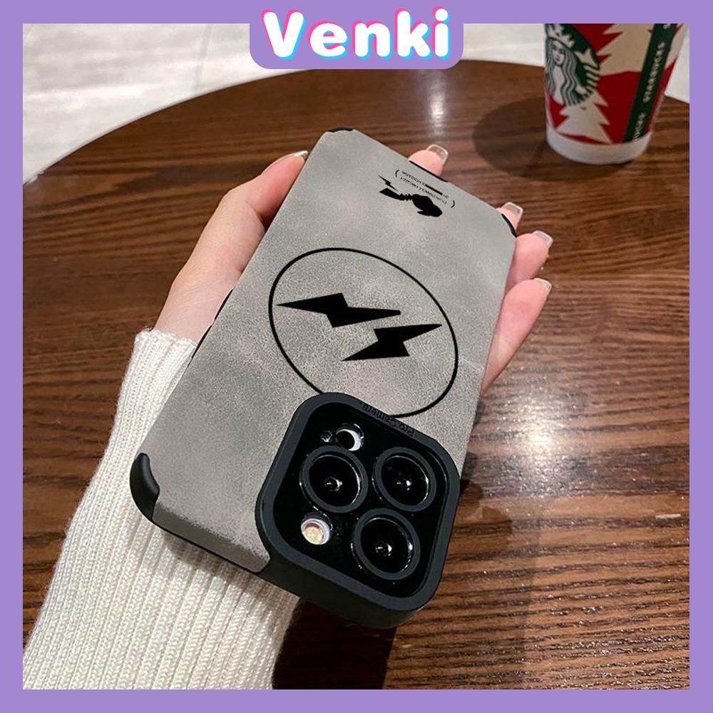 VENKI - Untuk iPhone 11 Case Leather Pupil Suede Cover Soft Shockproof Case Camera Gray Simple Lightning Kompatibel dengan iPhone 14 13 Pro max 12 Pro max xr xs 7Plus 8Plus