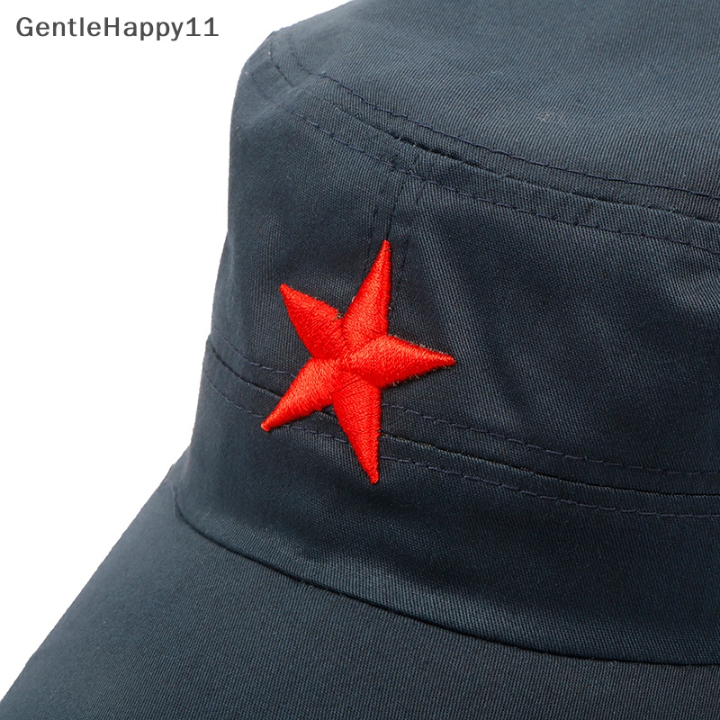 Gentlehappy 1Pcs Fashion Kain Katun Adjustable Kasual Topi Datar Bintang Merah Unisex id