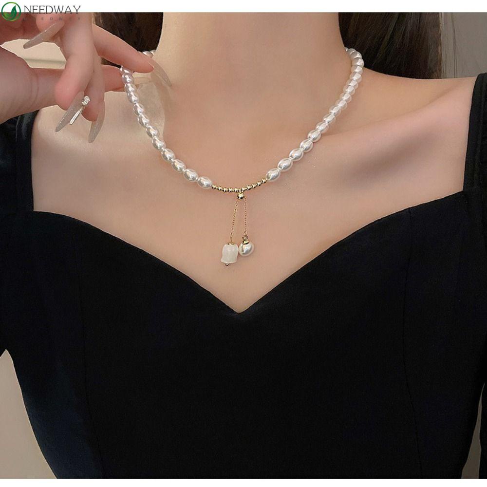 Needway Wanita Chocker Manis Cantik Fashion Gelang Lembut Bell Anggrek Kecil Segar Aksesoris Bunga Kalung