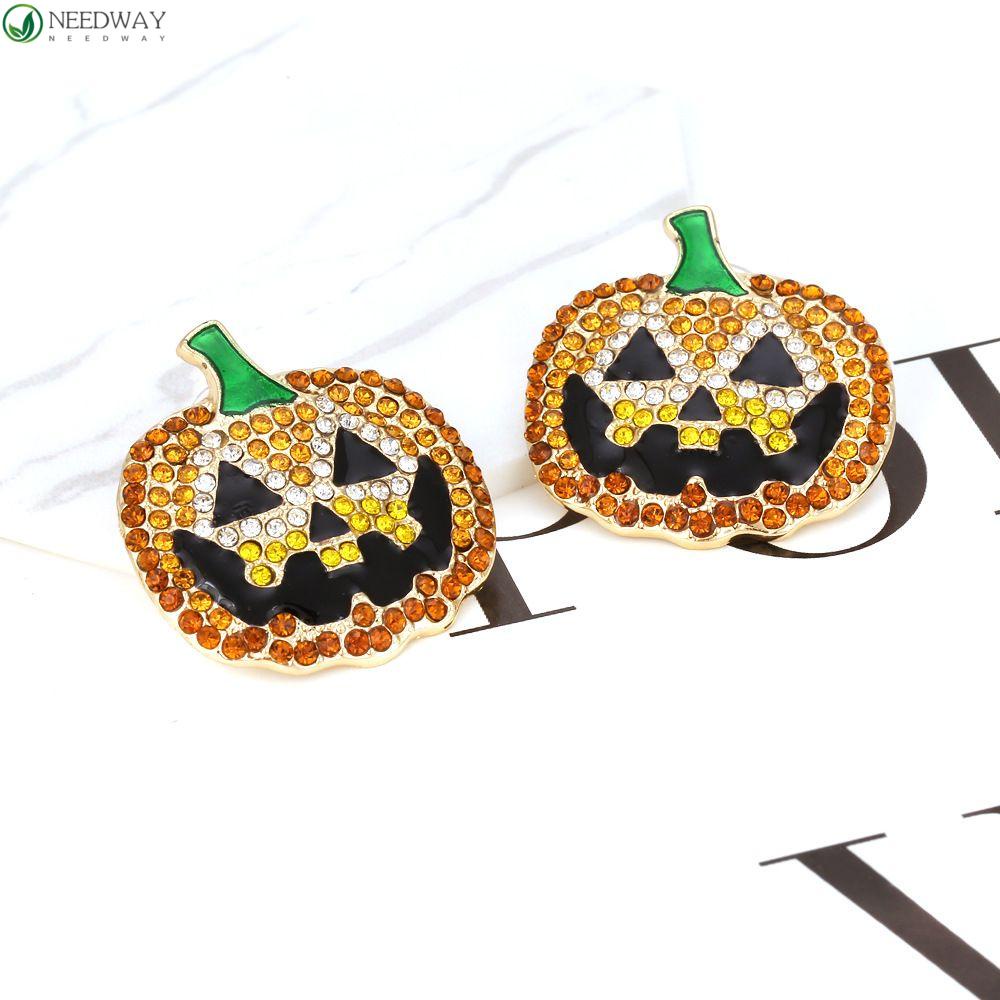 Needway Pumpkin Stud Earrings Fashion Berlebihan Hadiah Gadis Gaya Eropa Amerika Perhiasan Telinga Alloy Berlian Imitasi Anting Labu