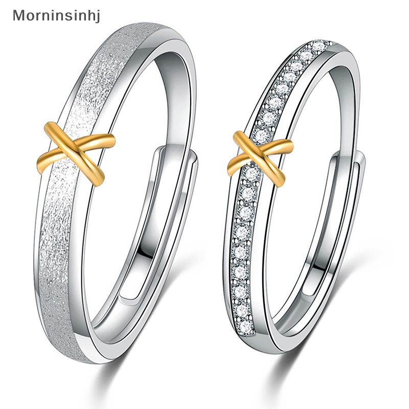 Mornin Cincin Pasangan Zirkon Ringan Gaya Korea Untuk Wanita Pria Cinta Pembukaan Adjustable Finger Ring Perhiasan Ulang Tahun Pernikahan id