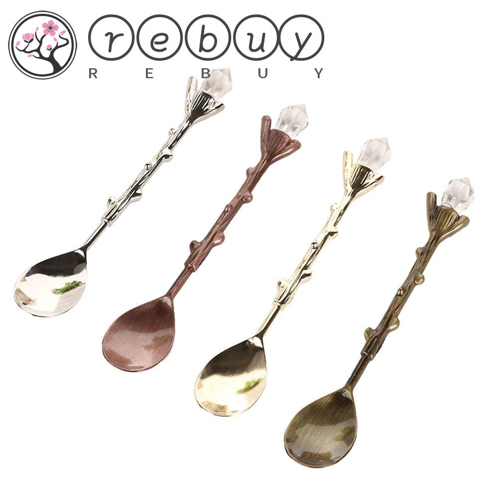 Rebuy Dessert Spoon Cute Alloy Domestic Sugar Stir Coffee Handle Peralatan Makan