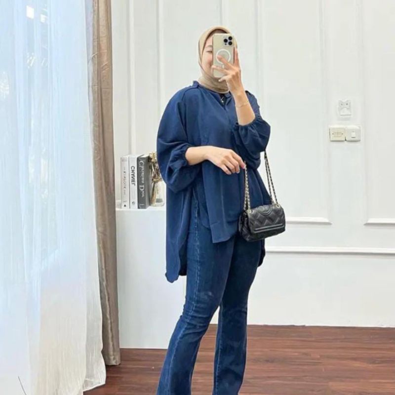 𝐏𝐆𝐌𝐓 • LIVIA KEMEJA BLOUSE OUTER BAHAN CRINKLE AIRFLOW PREMIUM QUALITY