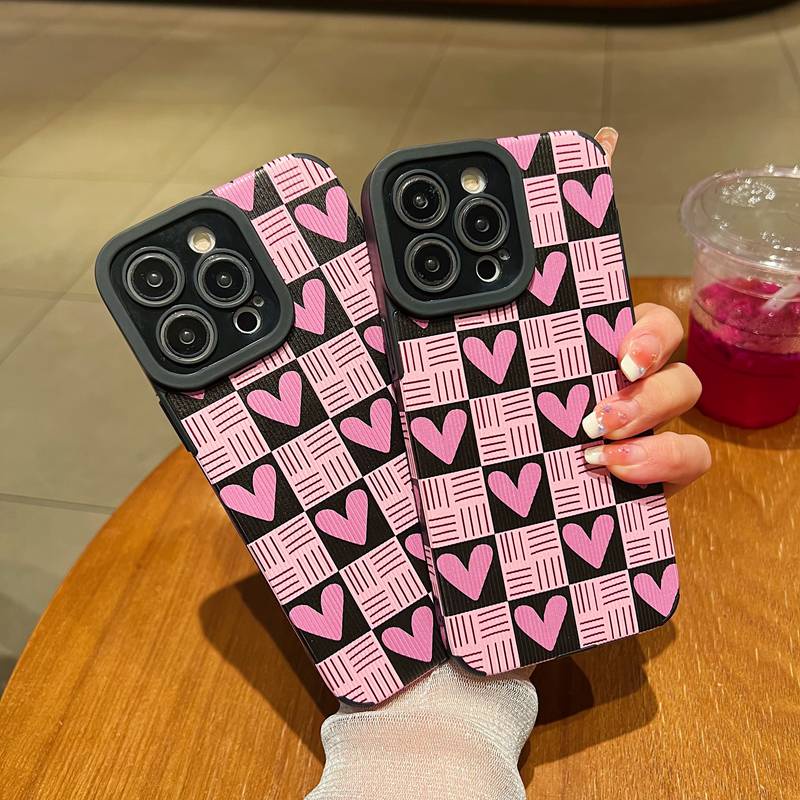 All New So Pretty Pink Little Love Leather Soft Case IPhone 7 Plus 8 Plus X XS XR XS Max 11 13 12 14 PRO Max 14 Plus Phone Case Girl Girl Women's Fashion