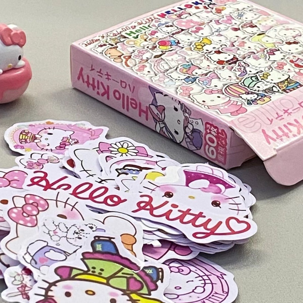 Stiker Hias Akun Tangan Sanrios Kuromi Cinnamoroll Hello Kitty Phone Case Laptop Decals Diy Tahan Air Sticker