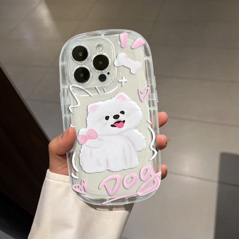 IPHONE Casing Ponsel Lembut Anjing Lucu Kompatibel Untuk Iphone14 12 13 11 Pro XS Max Casing XR X 8+ 7plus TPU Shockproof Transparan Cover Silikon